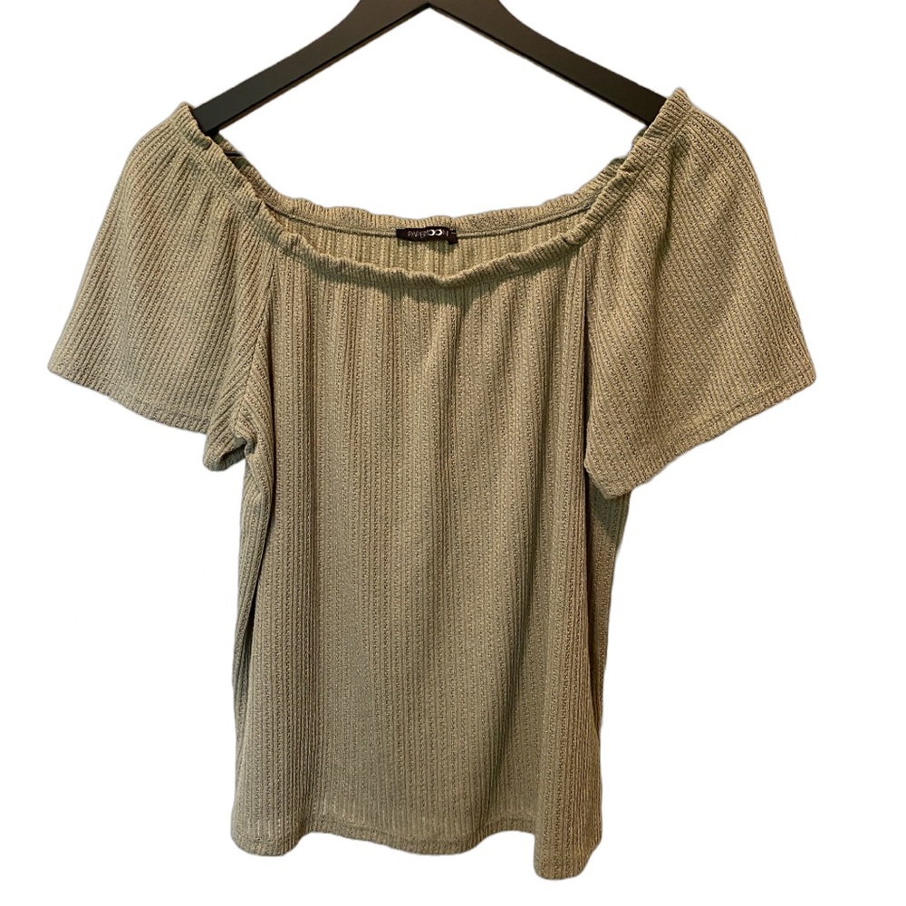 Papermoon / Stitch Fix Off The Shoulder Sage Green Blouse